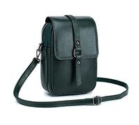 FANDARE Vintage Crossbody Phone Bag Womens Messenger Shoulder Bag Genuine Leather Phone Pouch Ladies Cell Phone Wallet Purse Girl Shopping Party Daily Crossbody Phone Bag Green