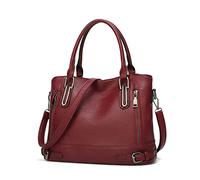 FANDARE Vintage Handbag Women Crossbody Messenger Bags PU Leather Waterproof for Shopping Travel Office Campus Satchel Wine Red
