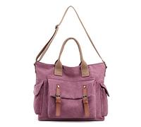 FANDARE Vintage Handbags Canvas Shoulder Bags Women Messenger Crossbody College Tote Bag for 10.5 Inch Tablet Shopping Travel Office Business MediumVioletRed