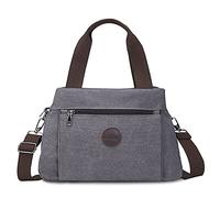 FANDARE Vintage Handbags Women Shoulder Bags Canvas Messenger Crossbody College Bag for Shopping Travel Office Business Grey