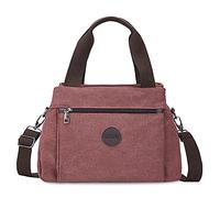 FANDARE Vintage Handbags Women Shoulder Bags Canvas Messenger Crossbody College Bag for Shopping Travel Office Business Red