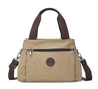 FANDARE Vintage Handbags Women Shoulder Bags Canvas Messenger Crossbody College Bag for Shopping Travel Office Business Khaki