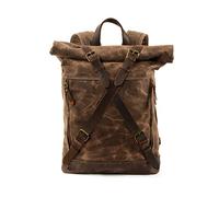 FANDARE Vintage Internal Frame Backpacks Rolltop Canvas Backpack Travel Rucksack Hiking Backpack Outdoor Duffle Bags Trekking Daypacks for Men Women Sport Travel Camping Mountaineer Knapsack Brown