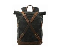 FANDARE Vintage Internal Frame Backpacks Rolltop Canvas Backpack Travel Rucksack Hiking Backpack Outdoor Duffle Bags Trekking Daypacks for Men Women Sport Travel Camping Mountaineer Knapsack Black