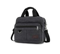 FANDARE Vintage Men's Briefcase Business Work Commuter Bag Canvas Messenger Bag Large Capacity fit 12.9 inch Laptop Dispatch Crossbody Bags for Office Travel Professionals & Businessmen Black