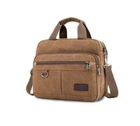 FANDARE Vintage Men's Briefcase Business Work Commuter Bag Canvas Messenger Bag Large Capacity fit 12.9 inch Laptop Dispatch Crossbody Bags for Office Travel Professionals & Businessmen Brown