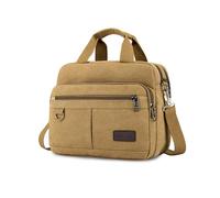 FANDARE Vintage Men's Briefcase Business Work Commuter Bag Canvas Messenger Bag Large Capacity fit 12.9 inch Laptop Dispatch Crossbody Bags for Office Travel Professionals & Businessmen Khaki