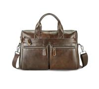 FANDARE Vintage Men's Leather Briefcase Mens Laptop Business Tote Handbag Professional Shoulder Messenger Document Bag for Work Travel Business School Professional Waterproof Bag Brown A