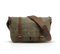 FANDARE Vintage Messenger Bag Canvas Shoulder Crossbody Bag fit 14 inch laptops Satchel Briefcase Bag for Men Women Commute College Campus Hiking Outdoor Travel Green