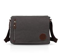 FANDARE Vintage Messenger Bag Satchel College Bag Schoolbag Bookbag Travel Shoulder Bag Commute Work Bag 14 inch Laptop Briefcase Multipurpose Men/Women Canvas Dark Gray