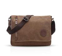 FANDARE Vintage Messenger Bag Satchel College Bag Schoolbag Bookbag Travel Shoulder Bag Commute Work Bag 14 inch Laptop Briefcase Multipurpose Men/Women Canvas Brown