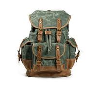 FANDARE Vintage Rucksack Backpack for Women & Men Large Capacity 21.6L Daypack Water-Resistant Canvas Laptop Backpack Retro Colorblock Design for Travel Work College Lake Green