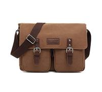 FANDARE Vintage Shoulder Bag Canvas Crossbody Bag Business Messenger Bag Expandable Satchel Bag for Men and Women Teens Travle School College Backpack Brown