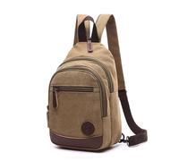 FANDARE Vintage Sling Bag Canvas Crossbody Shoulder Backpack Men Small Chest Bag Women Casual Daypacks Backpack for Travel Commuter Outdoor Cycling Hiking Indoor Activities School Bag Khaki