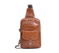 FANDARE Vintage Sling Bag Genuine Leather Chest Crossbody Bag Cover Pack Hiking Small Rucksack Waterproof Shoulder Bag Sling Backpack for Business Travel Hiking Bicycle Sport Gym Pack Brown