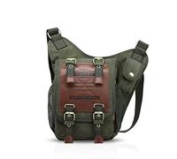 FANDARE Vintage Sling Bag Messenger Shoulder Backpack Crossbody Bag Small Travel Canvas Green
