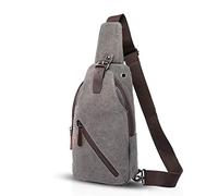 FANDARE Vintage Sling Bag Shoulder Bag Shoulder Bag Crossbody Shoulder Bag Bum Bag Backpack School University Men Women Sports Bag Travers Outdoor Canvas Grey, Grey, L, Retro