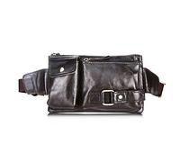 FANDARE Vintage Sling Chest Bag Men Waist Bag Shoulder Crossbody Backpack Waterproof Leather Casual Daypacks Lightweight for Outdoor Travel Hiking Running Indoor Activities Durable Packs Green Brown