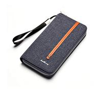FANDARE Vintage Wallet Men Canvas Purse Long Clutch Bag with 12 Card Slots for Credit Card Holder Travel Party Pocketbook Blue