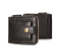 FANDARE Vintage Wallet Men Women PU Leather Small Bifold Wallets Multi Card Slots Zipper Coin Pocket Minimalist Purse Large Capacity ID Photo Holder Casual Daily Travel Business Money Clips Black