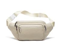 FANDARE Waist Fanny Pack Bumbags for Women Men Sling Bag Genuine Leather Chest Crossbody Bag Cover Pack for Hiking Cycling Travelling Outdoor Sport Gym Business College Shoulder Bag White A