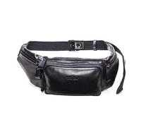 FANDARE Waist Packs Men Chest Sling Bag Waist Pouch Leather Fanny Pack Waterproof Business Travel Running Cycling Sports Crossbody Bag Outdoor Multipurpose Shoulder Bag Black