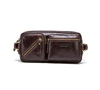 FANDARE Waist Packs Men Chest Sling Bag Waist Pouch Leather Fanny Pack Waterproof Business Travel Running Cycling Sports Crossbody Bag Outdoor Multipurpose Shoulder Bag Dark Brown