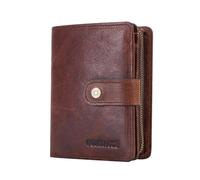 FANDARE Wallet with RFID Men Short Purse Leather Bifold Wallet with 12 * Credit Card Slots, 1 *Coin Pocket Dark Brown