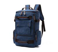 FANDARE Washed Canvas Backpack for Men Women Blue | vintage rucksack casual daypack travel hiking school bag with multiple pockets, durable canvas fabric & reinforced stitching