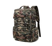 FANDARE Washed Canvas Backpack for Men Women Green Camouflage | vintage rucksack casual daypack travel hiking school bag with multiple pockets, durable canvas fabric & reinforced stitching