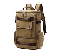 FANDARE Washed Canvas Backpack for Men Women Khaki | vintage rucksack casual daypack travel hiking school bag with multiple pockets, durable canvas fabric & reinforced stitching