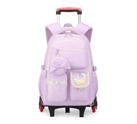 FANDARE Waterproof Oxford Fabric Rucksack 35L Wheeled Backpack with 6 Wheels for Teenage Girls Secondary School 15.6 Inch Laptop Rolling Bag for Women Students Light Purple