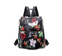 FANDARE Women Backpack Anti-Theft Handbag Girls School Shoulder Bag Casual Daypacks Lightweight Rucksack for Outdoor Travel School Campus Shopping Waterproof Nylon Black Flowers