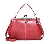 FANDARE Women Handbags Elegant Shoulder Bags Crossbody Clutch Purse Top-handle Bag Waterproof PU Leather for Shopping Travel Office Business Messenger Bag Wine Red