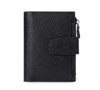 FANDARE Women Short PU Leather Wallet RFID Blocking Small Purse Multi Card Slots ID Window Coin Zipper Pocket Ladies Compact Bifold Wallet for Daily Travel Shopping Work Elegant Black