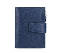 FANDARE Women Short PU Leather Wallet RFID Blocking Small Purse Multi Card Slots ID Window Coin Zipper Pocket Ladies Compact Bifold Wallet for Daily Travel Shopping Work Royal Blue