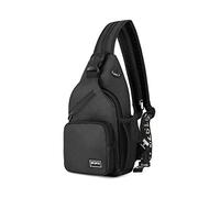 FANDARE Women Sling Bag Small Backpack with Earphone Hole Shoulder Crossbody Backpack Girl Chest Bag Lady Multi-Function Shoulder Bag Sport Gym Outdoor Daypacks Durable Polyester Black A