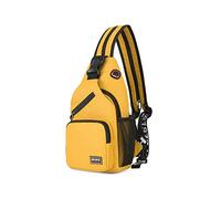 FANDARE Women Sling Bag Small Backpack with Earphone Hole Shoulder Crossbody Backpack Girl Chest Bag Lady Multi-Function Shoulder Bag Sport Gym Outdoor Daypacks Durable Polyester Yellow