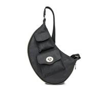 FANDARE Women Sling Bag Vintage PU Leather Curved Crescent Chest Bag Large Capacity Crossbody Fanny Pack Waterproof Anti-Scratch Adjustable Strap Shoulder Bag for Daily Travel Shopping Outdoor Black
