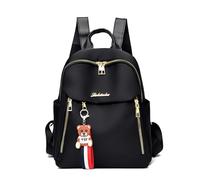 FANDARE Women's Backpack Purse with Detachable Charms PU Leather Laptop Backpack Fits 12.9 Inch Ladies Handbag Daypacks Versatile School Tote Bag Multi Compartment Bookbag for Women Girls Black