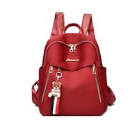 FANDARE Women's Backpack Purse with Detachable Charms PU Leather Laptop Backpack Fits 12.9 Inch Ladies Handbag Daypacks Versatile School Tote Bag Multi Compartment Bookbag for Women Girls Red
