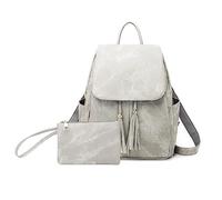 FANDARE Women's Backpacks Casual Daypack PU Leather Lightweight Waterproof Ladies Rucksack Handbags Travel Bag School Bags Fashion Casual Backpacks Purse Multipurpose Shoulder Bag Gray