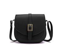 FANDARE Womens Crossbody Bag Ladies Shoulder Saddle Bag Small Satchel Bag Waterproof PU Leather Messenger Bag for Travel Evening Party Wedding Black