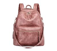 FANDARE Women's Fashion Backpack 3 in 1 Laptop Rucksack Women Tote Handbag Purses Waterproof PU Leather Multipurpose Shoulder Bag Girls School Bag College Students Travel Ladies Rucksack Pink