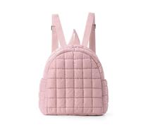 FANDARE Womens Quilted Backpack Ladies Lightweight Puffer Small Backpack Daypack Medium Girls Cute School Bag Bookbag for Daily Commute Shopping Work Travel Casual Rucksack Purse Pink