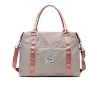 FANDARE Women's Travel Duffel - Weekender, Carry-On, Gym, Sports, Overnight, Swim, Shoulder, Crossbody Bag - Gray, Pink