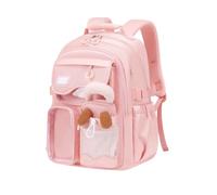 FANDARE Womens Waterproof Backpack for School Ultra Lightweight College Rucksack with Luggage Trolley Strap & Pencil Case Included Large Capacity Casual Daypack for Teen Girls Pink