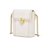 FANDARE Women's White Retro Bucket Bag - Crossbody, Shoulder, Work, Travel - Waterproof PU Leather, L Size