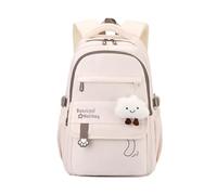 FANDARE Youthful Casual Backpack Girls Back to School Daypack Teen Boys Boobag High Middle Student Eye-Catching Daily College Travel Backpacks for Travel Outdoor Urban Versatile Knapsack Beige White