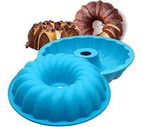FANDE Pumpkin Cake Mold, 2PCS Ring Cake Pan, sSilicone Baking Mold, Oven and Microwave Baking Film, Non-Stick Coating, Does Not Contain BPA, Suitable for DIY Baking Cakes, Bread (Blue)